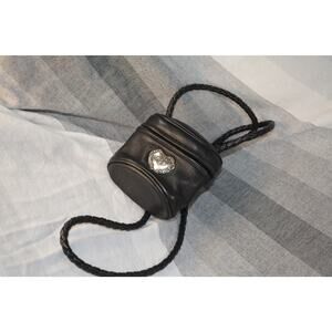 vintage Brighton black leather mini barrel or bucket bag